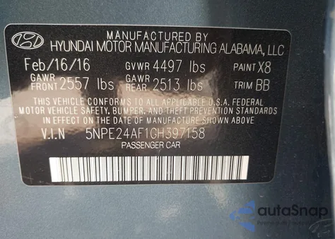 2016 Hyundai Sonata from USA, damaged, VIN 5NPE24AF1GH397158